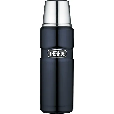 Thermos 470ml Stainless Steel Midnight Blue Hot Cold Flip Lid Travel Flask • £24.50
