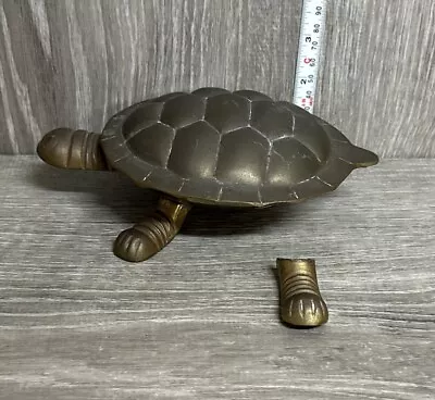 Vintage Solid Brass Flip Top Turtle Trinket Box READ!!! (SM) • $8.99