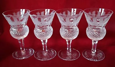 £130 • Buy Edinburgh Crystal Thistle Pattern - 4 X Sherry Glasses - Signed