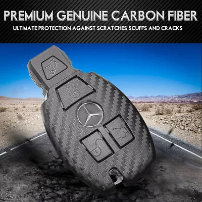 2x For Mercedes-Benz Carbon Fiber Smart Car Key Cover Fob Holder Full Protective • $14.19