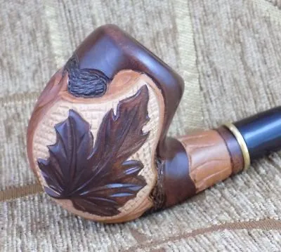 HAND MADE Wooden TOBACCO SMOKING PIPE CARVED BOWL GORGEOUS PIPES Maple Leaf • $50.31