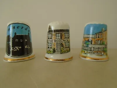 £3 • Buy Set Of Three Birchcroft China Thimbles - Woolpack And Emmerdale - VGC