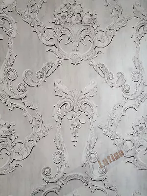 Grovesnor Grey Floral Cameo Damask Feature 3d Effect Wallpaper By Debona 6217 • £8.99