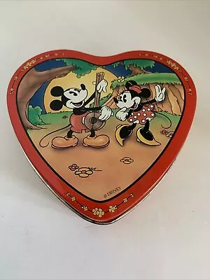 Vintage Disney Mickey And Minnie Heart Tin Box Storage Valentine’s Day Love • $14.95