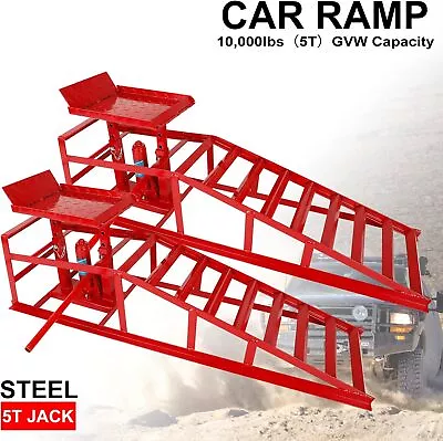 2PCS Auto Car Service Ramps Lifts Heavy Duty Hydraulic Lift Repair Frame 10Ton • $185.09