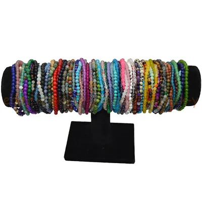 4mm Assorted Natural Gemstone Round Beads Stretchy Bracelet Anklet Reiki Chakra • $3.15