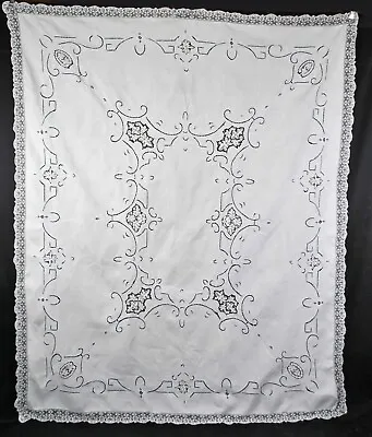 Antique Italian Lace Tablecloth  Point De Venise Inserts 84   X  68  • $250