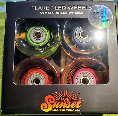 Sunset Skateboard Co. Flare LED Light Up 59mm Wheels 2 Trucks Screws Nut Pads • $55