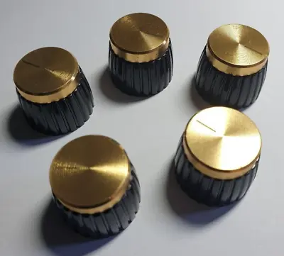 5pcs XPointer/Control Knobs High Quality.  Black/Gold Cap Guitar Amps Marshall • $5.91