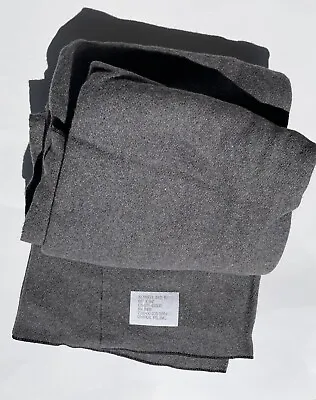 $60 • Buy Vintage 100% Wool Blanket Gray Military Camp 66” X 84” New Old Stock
