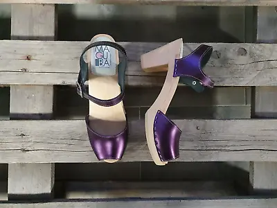 Swedish Clogs Sandals Maguba Bologna Purple Metallic Size US Womens 9 / EU 39 • $79