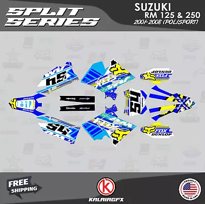 Graphics Kit For SUZUKI RM125 250 2001-08 POLISPORT RESTYLE  Split-Blue • $82.99