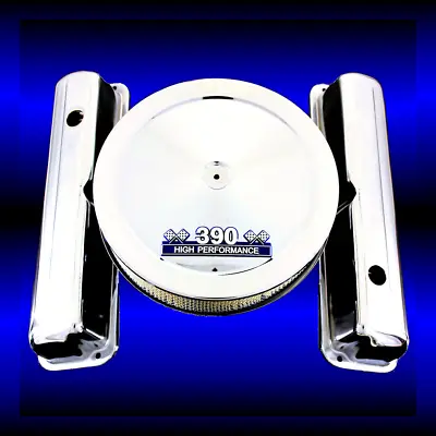Chrome Valve Covers And 390 Hp Emblem Air Cleaner Combo Fits Ford 390 Engines  • $116.99