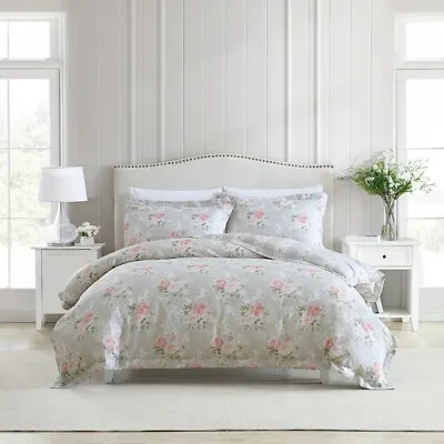 Laura Ashley Melany Printed Quilt Cover Set Pink/Grey • £84.66