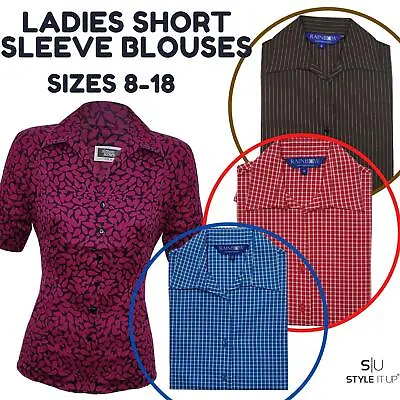 £4.99 • Buy Ladies Womens Short Sleeve Blouses Office Shirts Work Formal Designed Smart Top