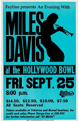 JAZZ Concert Poster - MILES DAVIS At The Hollywood Bowl 1981 18 X12  - Reprint • £11