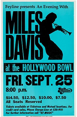 JAZZ Concert Poster - MILES DAVIS At The Hollywood Bowl 1981 30 X20  - Reprint • £20