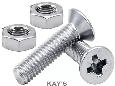 £2.71 • Buy M2.5, M3, M4 Pozi Countersunk Machine Screws With Nuts Zinc Plated Bzp Csk Bolts