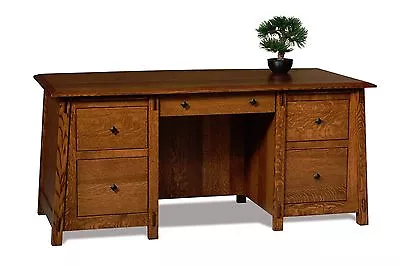 Amish Mission Executive Computer Desk Colbran Solid Wood Office Furniture • $2979