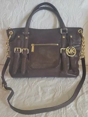 Michael Kors McGraw Leather Convertible Slim Satchel Crossbody Bag Dk Brown Lge • $69.99