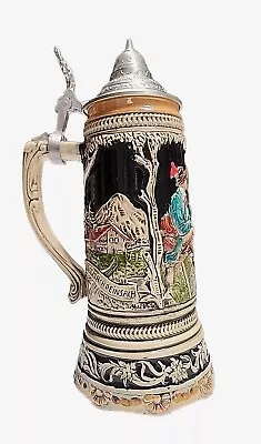 Vintage German Musical  Lidded Beer Stein Plays Edelweiss Excellent! • $39.99