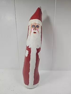 Vtg 15  Folk Art Hand Painted Driftwood Santa Claus Christmas Figure Wood Log • $27.18