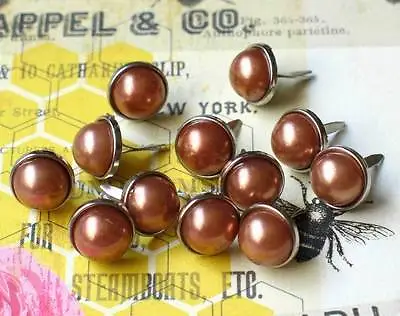 12mm PEARL BRADS- BRONZE W/Silver Trim Scrapbook CardMaking 10pc • $1.98