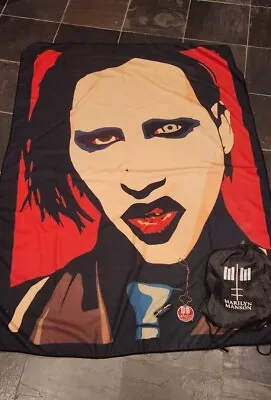 RARE Marilyn MansoN Throw Blanket / RUG 75x50  With Backpack Necklace Bracelet  • $300