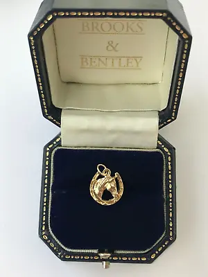 9ct Gold Horse Head And Horseshoe 1993 Vintage Pendant Horseshoe And Horse Charm • £150