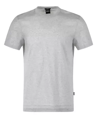 HUGO BOSS Mens Light Grey Heather Short Sleeve Slim Fit T-Shirt Large BNWT • £34.99