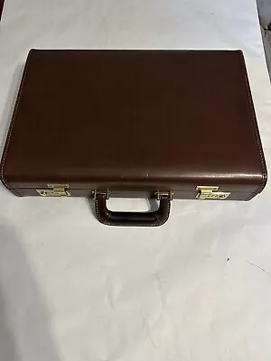 Rare Vintage Coach Brown Leather Hard Sided 4  Briefcase • $399