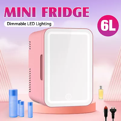 $65.90 • Buy 6L Mini Fridge Cosmetic Beauty Makeup Mirror Drinks Cooler Warmer Home Car LED