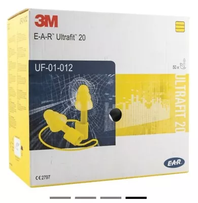 Box Of 50 3M EAR Ultrafit 20 Reusable Earplugs Pre-Moulded Corded UF01012 • £32.99