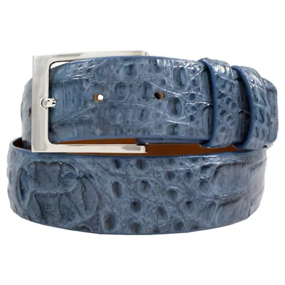 Genuine Caiman Hornback Blue Jean Crocodile Leather Belt (Made In U.S.A) • $150