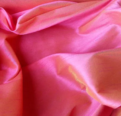 15 Yard Lot Moroccan Sunset Faux Silk Dupioni Two Tone Fabric 60  Fuchsia Yellow • $95
