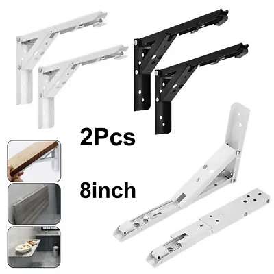 2Pcs Folding Heavy Duty Shelf Bracket Triangle Bench Table Wall-Mounted Hinges • £5.39