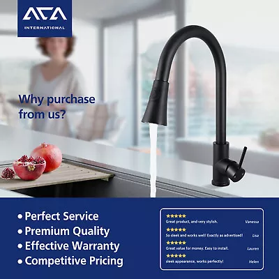 ACA Black Pull Out Kitchen Mixer Tap Swivel Spout Brass Laundry Sink Faucet WELS • $99