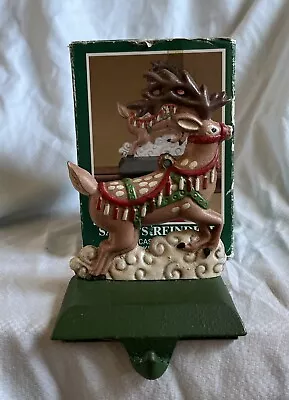 Vintage Midwest Cannon Falls Santa's Flying Reindeer Cast Iron Stocking Hanger • $60