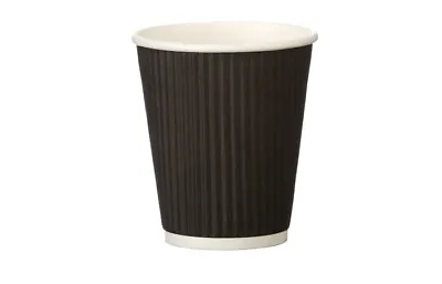 Disposable Coffee Cups Paper Degradable Double Wall Black Ripple 8oz 12oz 16oz • £9.95