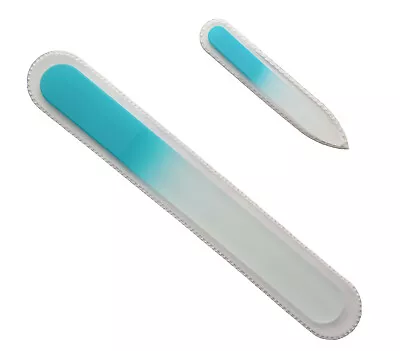 2 Pc Mont Bleu Lg And Small Czech Etched Crystal Glass Manicure Nail File Set • $10.29