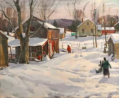Carl W. Peters Oil Painting  Gathering Firewood In Snow  • $8800