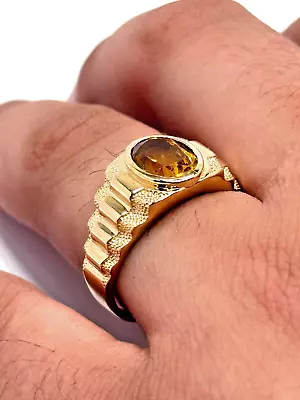 14k Unique Yellow Gold Topaz Mens Ring 11.5 Size 6.0 Grams • $449.99