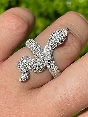 Mens Ladies Real Solid 925 Sterling Silver Snake Cobra CZ Ring • $50.20