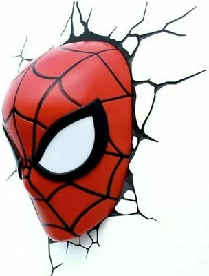 £26.99 • Buy Spiderman 3D Mask FX Led Wall Light Sticker Hang Decoration Marvel Characters  