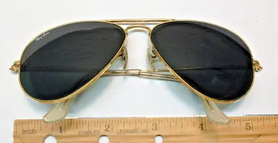 Vintage Gold Rim Ray Ban Aviator Style Sunglasses W/Dark Lenses • $183.77