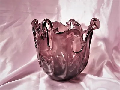 Murano Hand Worked Purple Glass Bowl • $20.99