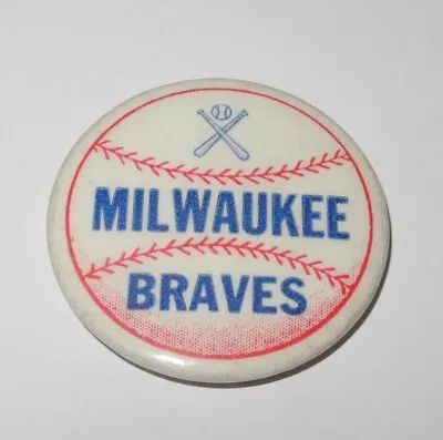 1950's Baseball Milwaukee Braves Crossed Bats Stadium Souvenir Pin Coin Button • $22.46