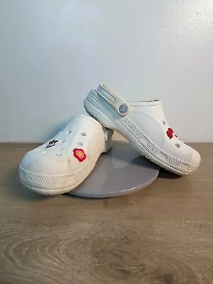 Crocs Unisex Shoes White Mens 8 Women’s 10 Comfort Classic Clog Fleece Lined • $25.95