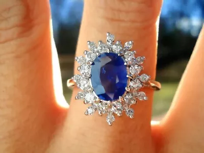 Vintage Majestically Elegant Sapphire Diamond Ring 14k AUTHENTICATED • $1200