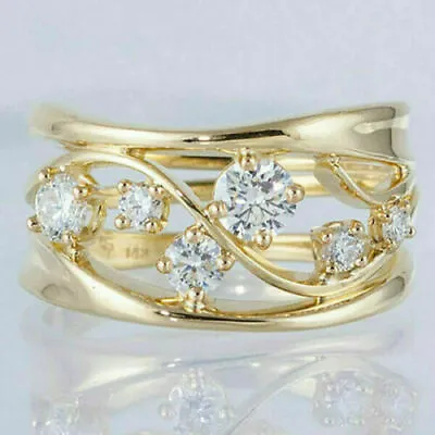 £3.38 • Buy Fashion Two Tone  Silver Rings Women Jewelry Cubic Zirconia Ring Size 6-10